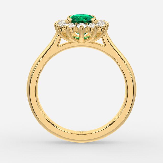 1 Carat Lab Grown Elongated Cushion Emerald Cluster Engagement Ring In Yellow Gold - Windermere