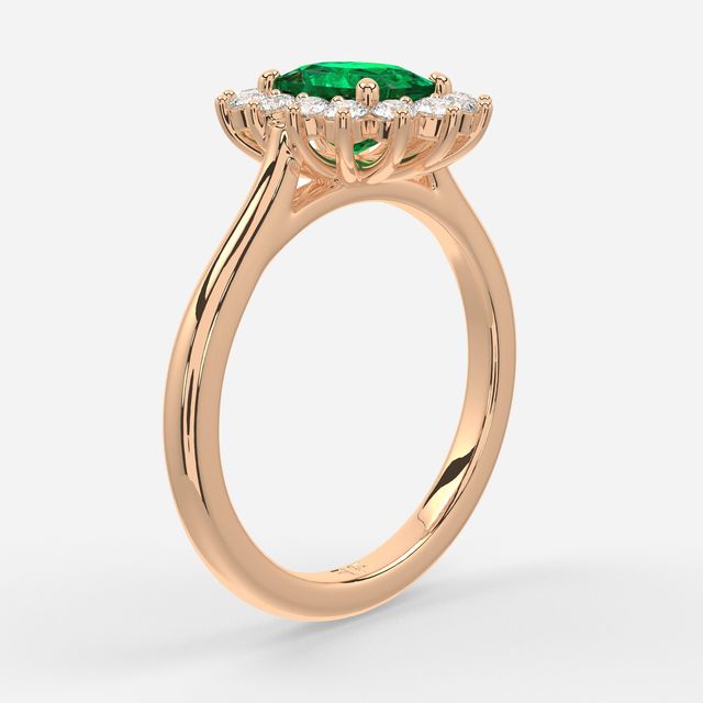 1 Carat Lab Grown Elongated Cushion Emerald Cluster Engagement Ring In Rose Gold - Windermere