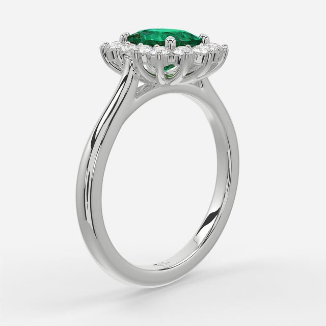 1 Carat Lab Grown Elongated Cushion Emerald Cluster Engagement Ring In Platinum - Windermere