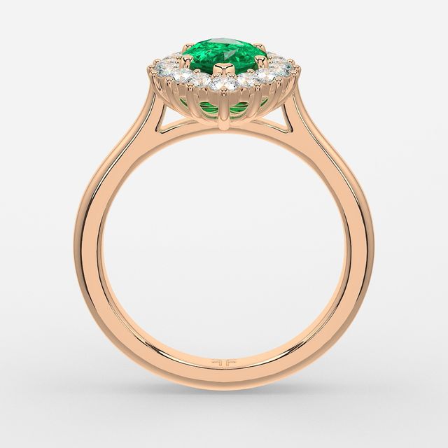 1 Carat Lab Grown Marquise Emerald Cluster Engagement Ring In Rose Gold - Windermere