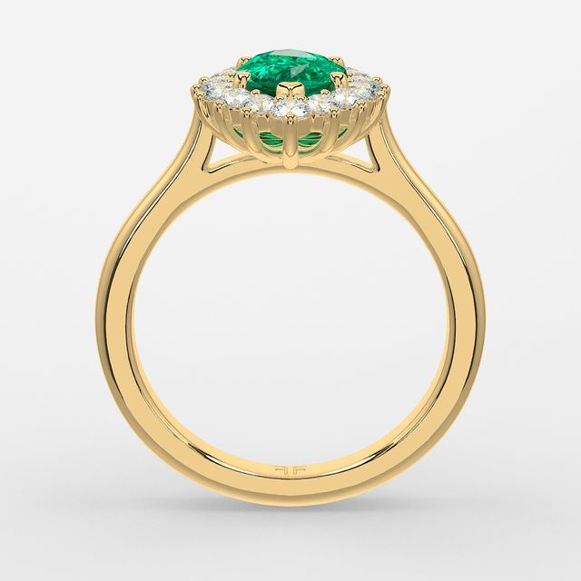 1 Carat Lab Grown Marquise Emerald Cluster Engagement Ring In Yellow Gold - Windermere