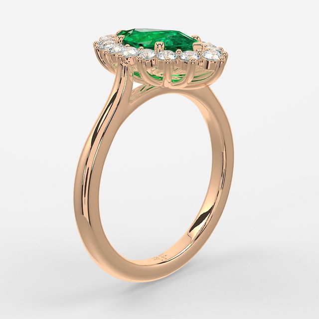 1 Carat Lab Grown Marquise Emerald Cluster Engagement Ring In Rose Gold - Windermere