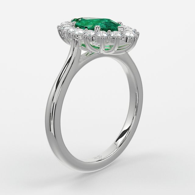 1 Carat Lab Grown Marquise Emerald Cluster Engagement Ring In Platinum - Windermere