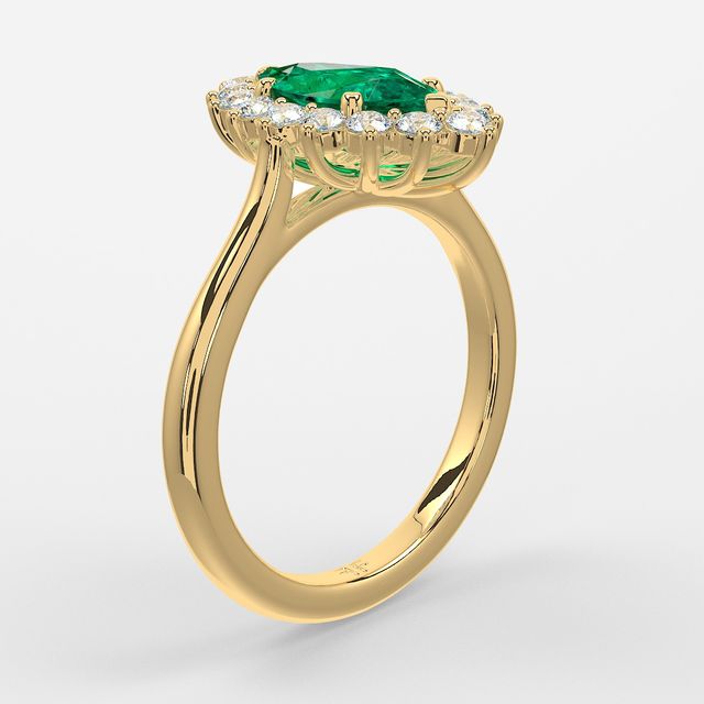 1 Carat Lab Grown Marquise Emerald Cluster Engagement Ring In Yellow Gold - Windermere