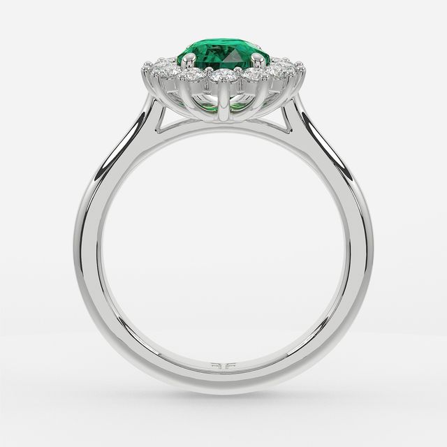 1 Carat Lab Grown Oval Emerald Cluster Engagement Ring In Platinum - Windermere