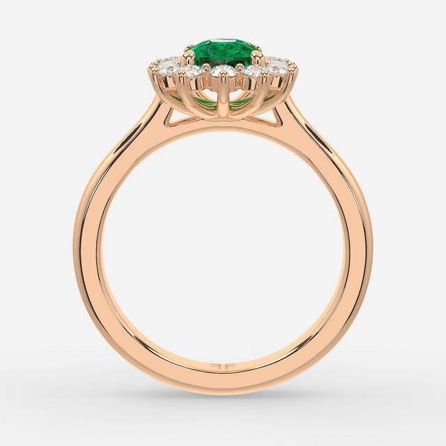 1 Carat Lab Grown Radiant Emerald Cluster Engagement Ring In Rose Gold - Windermere