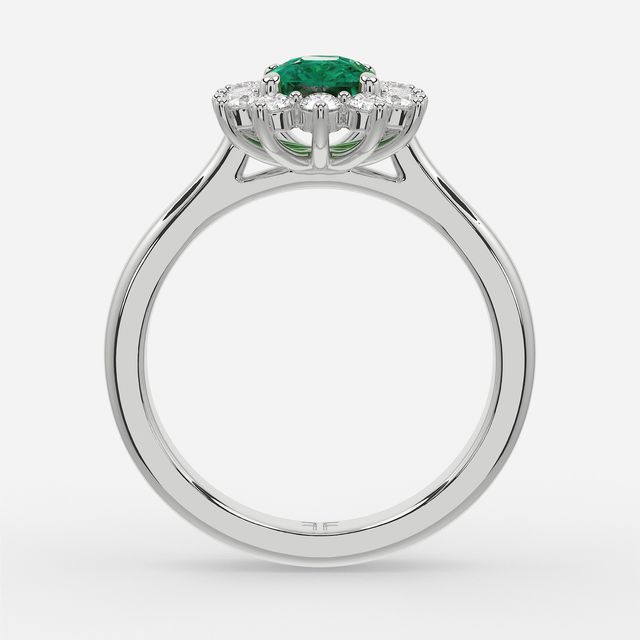 1 Carat Lab Grown Radiant Emerald Cluster Engagement Ring In White Gold - Windermere