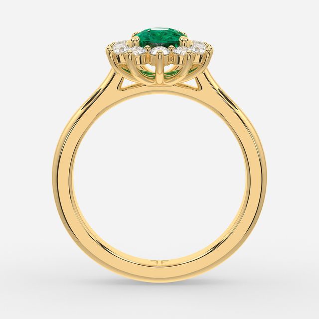 1 Carat Lab Grown Radiant Emerald Cluster Engagement Ring In Yellow Gold - Windermere