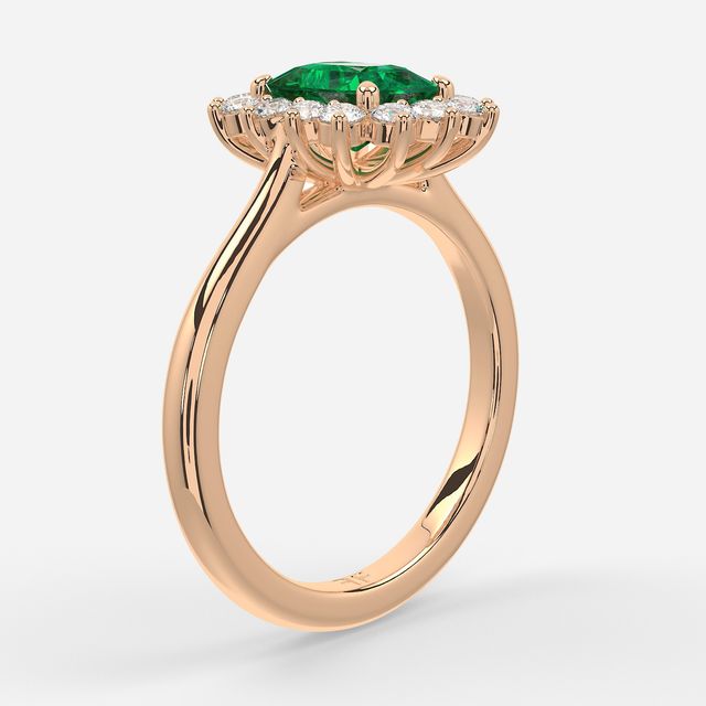 1 Carat Lab Grown Radiant Emerald Cluster Engagement Ring In Rose Gold - Windermere