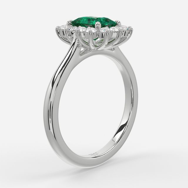 1 Carat Lab Grown Radiant Emerald Cluster Engagement Ring In White Gold - Windermere