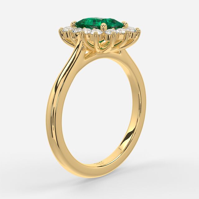 1 Carat Lab Grown Radiant Emerald Cluster Engagement Ring In Yellow Gold - Windermere