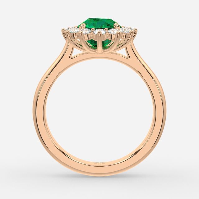 1 Carat Lab Grown Round Emerald Cluster Engagement Ring In Rose Gold - Windermere