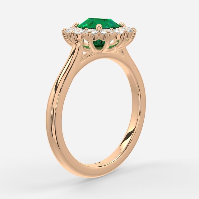 1 Carat Lab Grown Round Emerald Cluster Engagement Ring In Rose Gold - Windermere