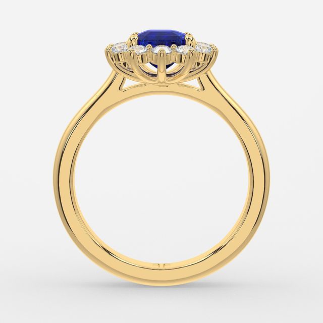 1 Carat Lab Grown Asscher Sapphire Cluster Engagement Ring In Yellow Gold - Windermere
