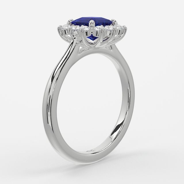 1 Carat Lab Grown Asscher Sapphire Cluster Engagement Ring In White Gold - Windermere