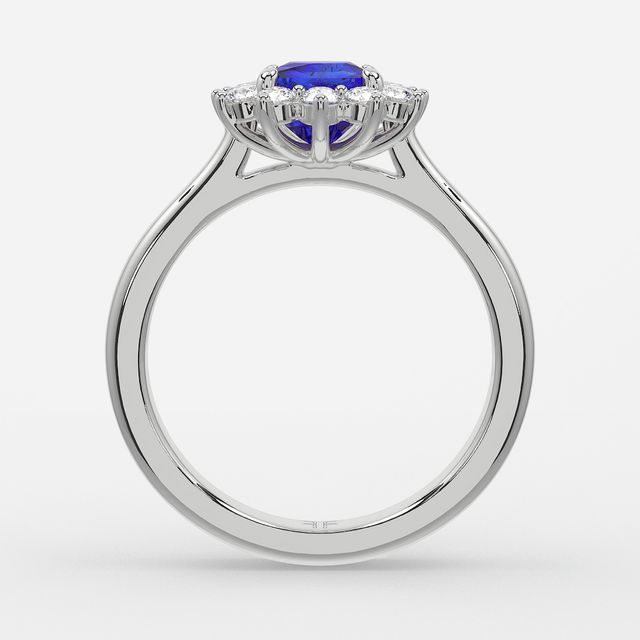 1 Carat Lab Grown Cushion Sapphire Cluster Engagement Ring In White Gold - Windermere