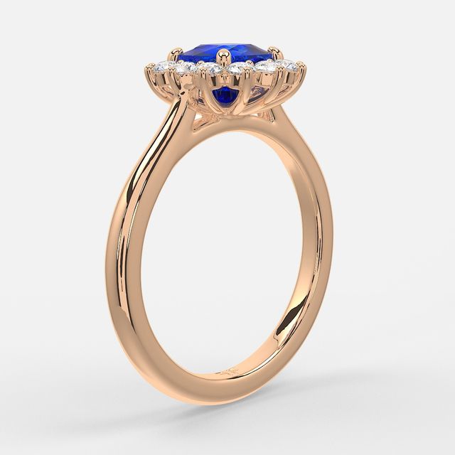 1 Carat Lab Grown Cushion Sapphire Cluster Engagement Ring In Rose Gold - Windermere
