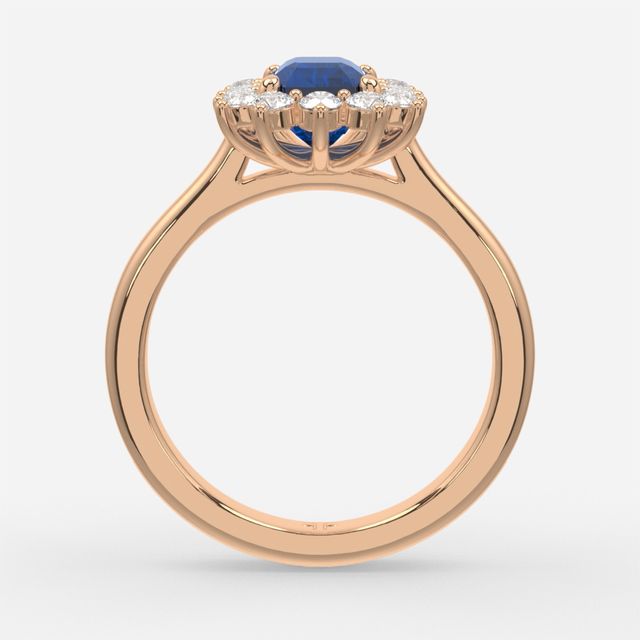 1 Carat Lab Grown Emerald Sapphire Cluster Engagement Ring In Rose Gold - Windermere