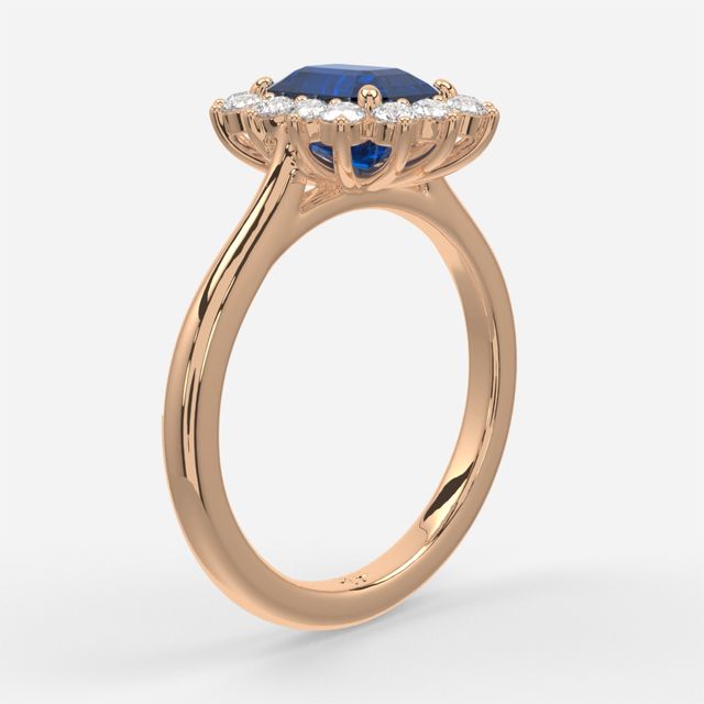 1 Carat Lab Grown Emerald Sapphire Cluster Engagement Ring In Rose Gold - Windermere