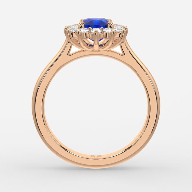 1 Carat Lab Grown Elongated Cushion Sapphire Cluster Engagement Ring In Rose Gold - Windermere