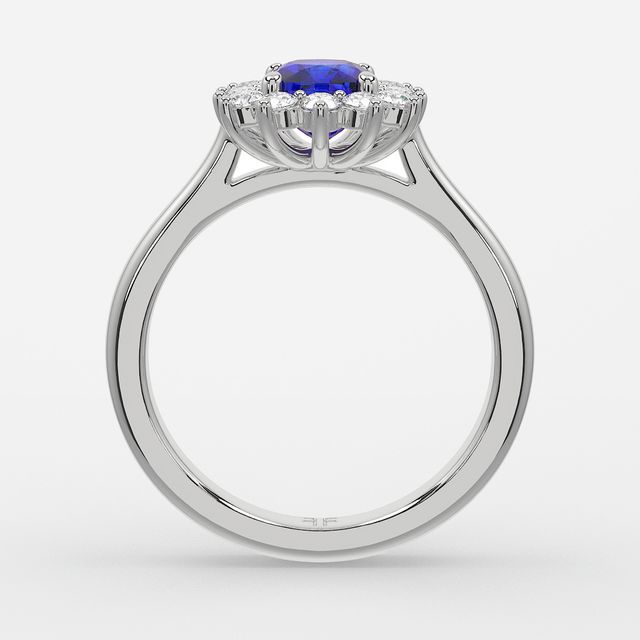 1 Carat Lab Grown Elongated Cushion Sapphire Cluster Engagement Ring In Platinum - Windermere