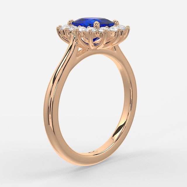 1 Carat Lab Grown Elongated Cushion Sapphire Cluster Engagement Ring In Rose Gold - Windermere