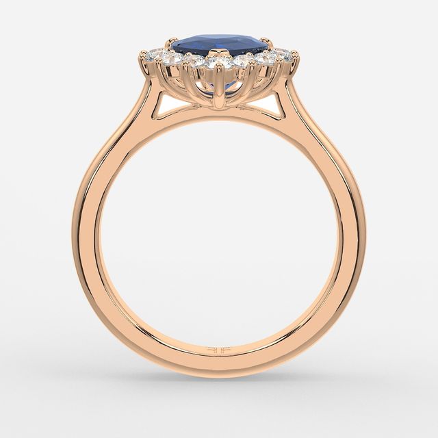 1 Carat Lab Grown Heart Sapphire Cluster Engagement Ring In Rose Gold - Windermere