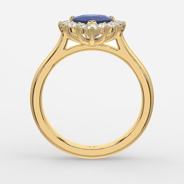 1 Carat Lab Grown Heart Sapphire Cluster Engagement Ring In Yellow Gold - Windermere