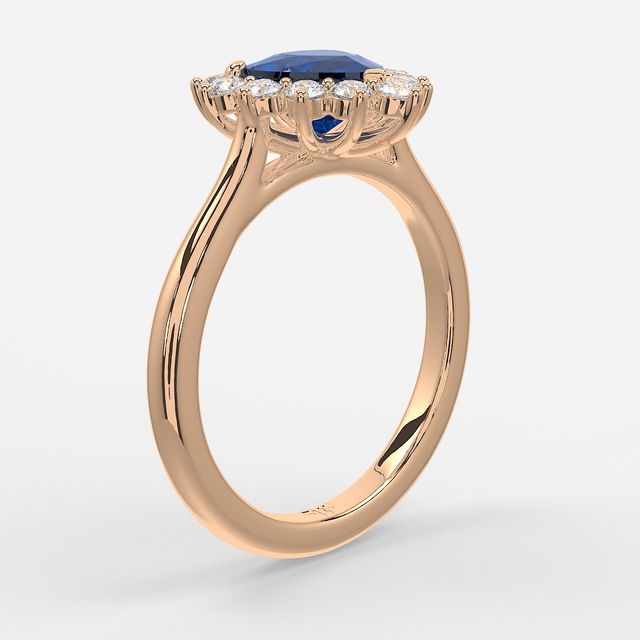 1 Carat Lab Grown Heart Sapphire Cluster Engagement Ring In Rose Gold - Windermere