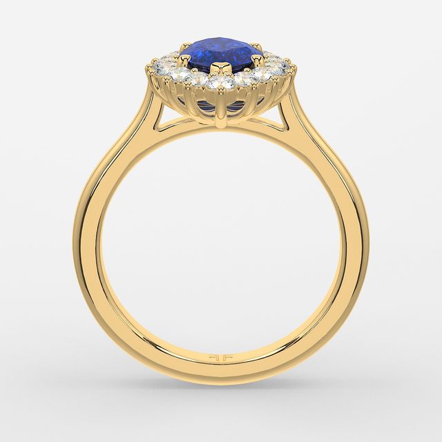1 Carat Lab Grown Marquise Sapphire Cluster Engagement Ring In Yellow Gold - Windermere