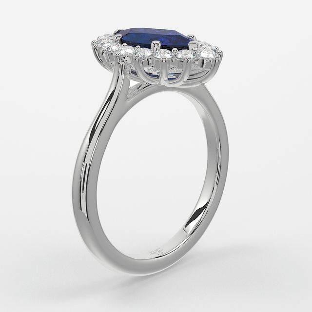 1 Carat Lab Grown Marquise Sapphire Cluster Engagement Ring In White Gold - Windermere