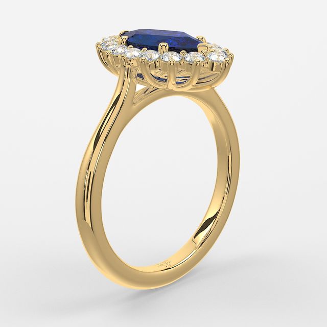 1 Carat Lab Grown Marquise Sapphire Cluster Engagement Ring In Yellow Gold - Windermere