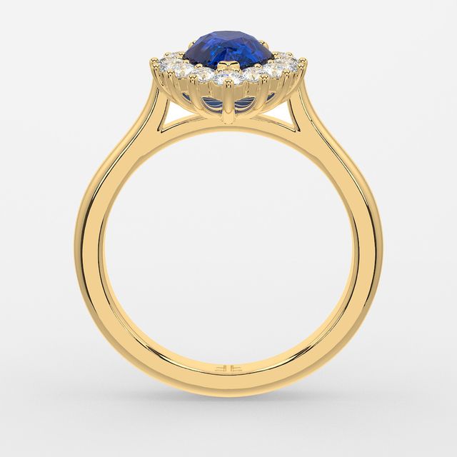 1 Carat Lab Grown Pear Sapphire Cluster Engagement Ring In Yellow Gold - Windermere