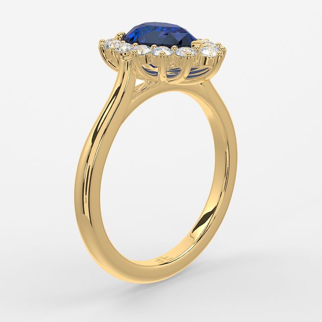 1 Carat Lab Grown Pear Sapphire Cluster Engagement Ring In Yellow Gold - Windermere