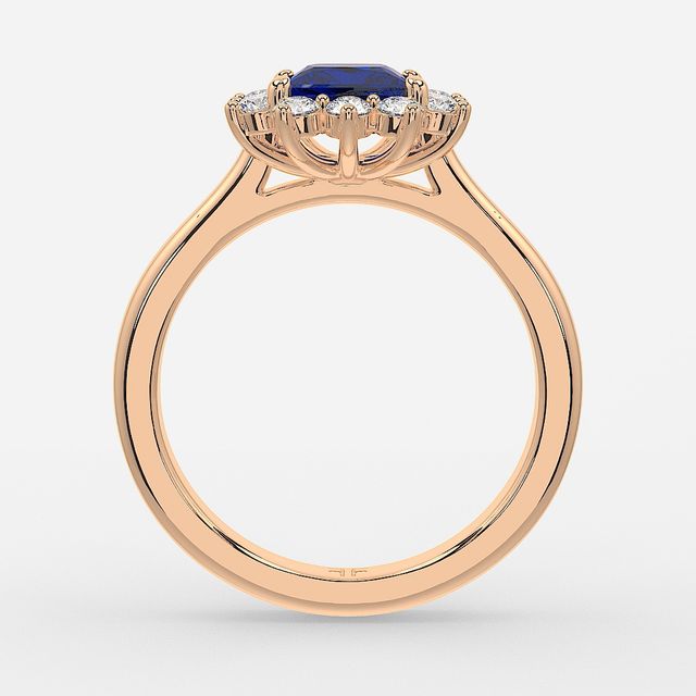 1 Carat Lab Grown Princess Sapphire Cluster Engagement Ring In Rose Gold - Windermere