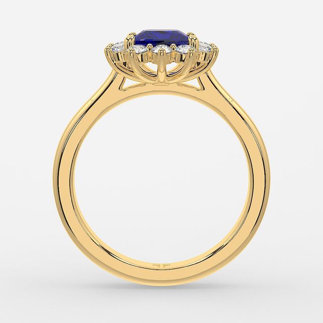 1 Carat Lab Grown Princess Sapphire Cluster Engagement Ring In Yellow Gold - Windermere