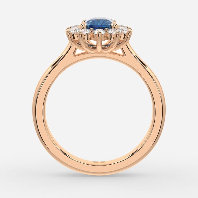 1 Carat Lab Grown Radiant Sapphire Cluster Engagement Ring In Rose Gold - Windermere
