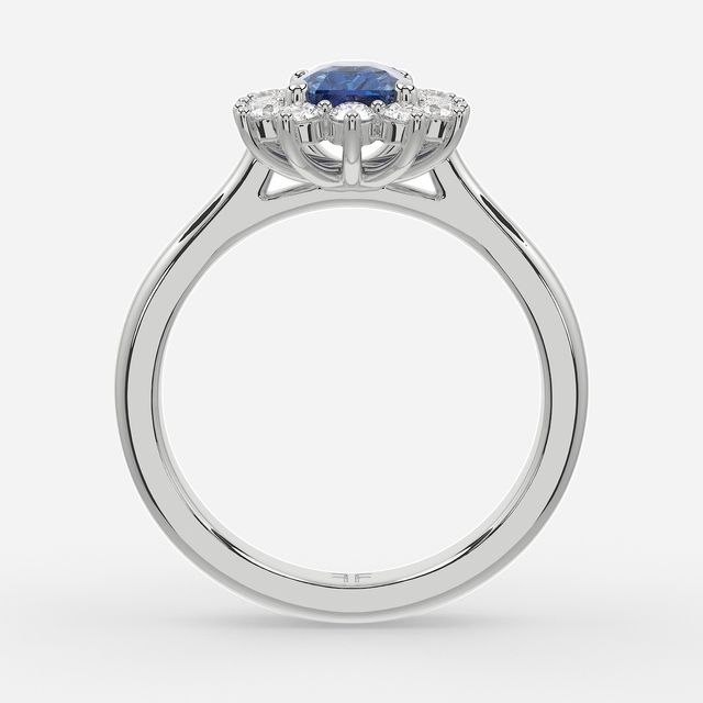 1 Carat Lab Grown Radiant Sapphire Cluster Engagement Ring In White Gold - Windermere