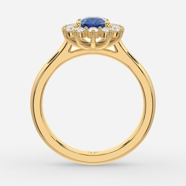 1 Carat Lab Grown Radiant Sapphire Cluster Engagement Ring In Yellow Gold - Windermere