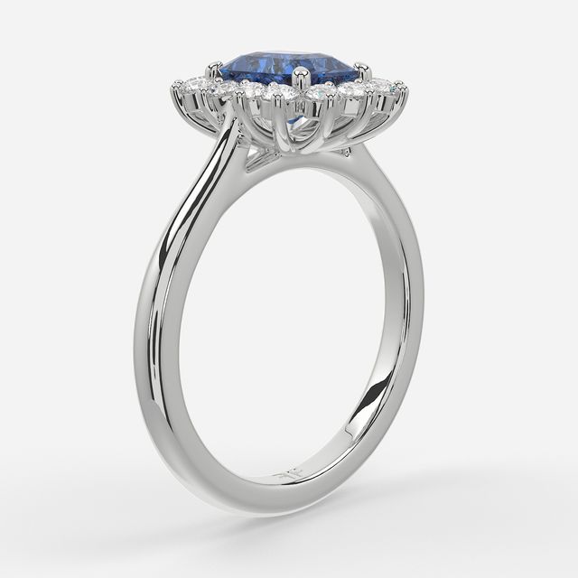 1 Carat Lab Grown Radiant Sapphire Cluster Engagement Ring In White Gold - Windermere