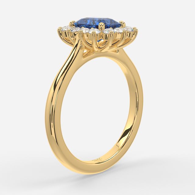 1 Carat Lab Grown Radiant Sapphire Cluster Engagement Ring In Yellow Gold - Windermere