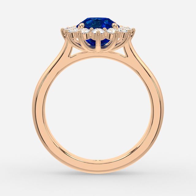 1 Carat Lab Grown Round Sapphire Cluster Engagement Ring In Rose Gold - Windermere