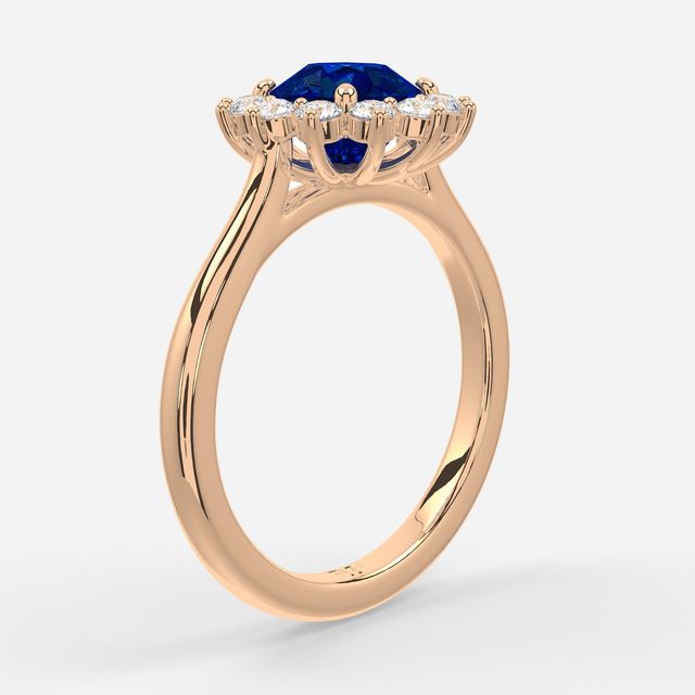 1 Carat Lab Grown Round Sapphire Cluster Engagement Ring In Rose Gold - Windermere
