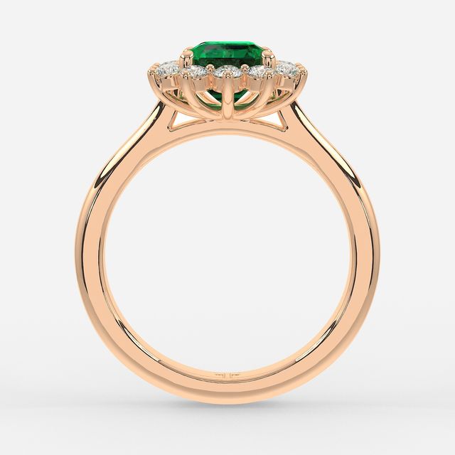 1 Carat Lab Grown Asscher Emerald Cluster Engagement Ring In Rose Gold - Windermere