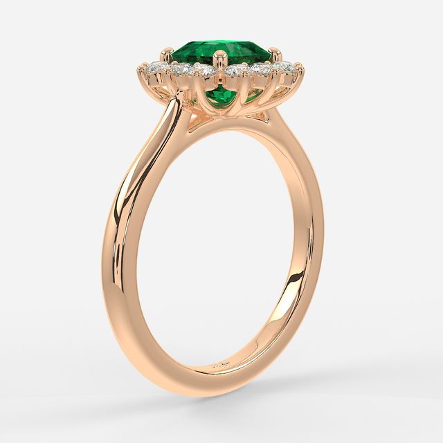 1 Carat Lab Grown Asscher Emerald Cluster Engagement Ring In Rose Gold - Windermere