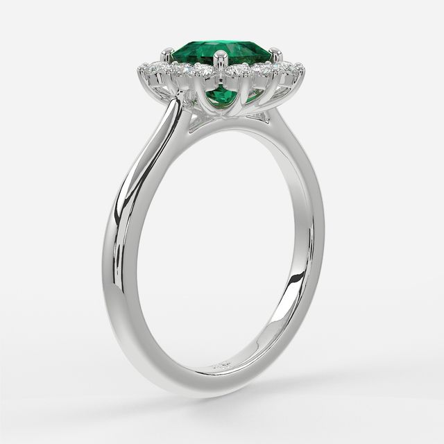 1 Carat Lab Grown Asscher Emerald Cluster Engagement Ring In White Gold - Windermere