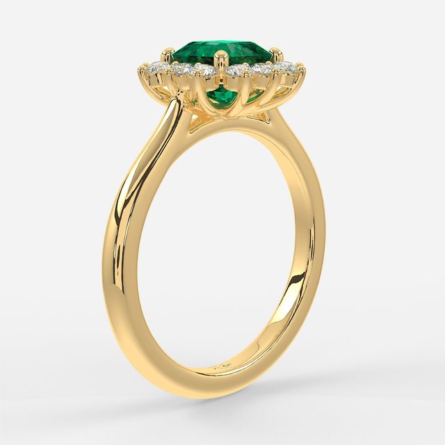 1 Carat Lab Grown Asscher Emerald Cluster Engagement Ring In Yellow Gold - Windermere