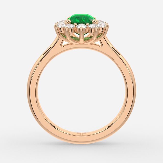 1 Carat Lab Grown Emerald Cluster Engagement Ring In Rose Gold - Windermere