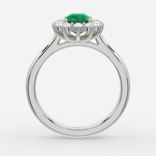 1 Carat Lab Grown Emerald Cluster Engagement Ring In White Gold - Windermere