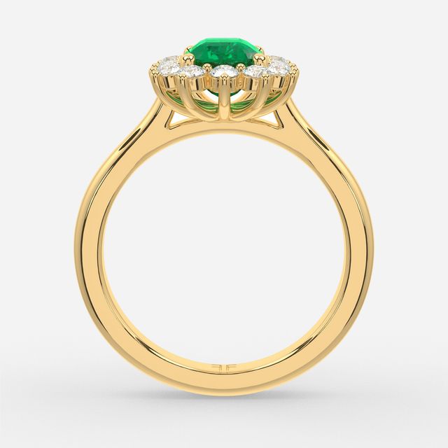 1 Carat Lab Grown Emerald Cluster Engagement Ring In Yellow Gold - Windermere